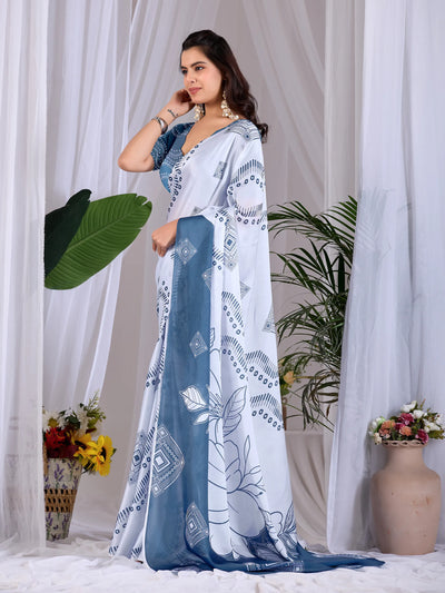 Elegant Digital Printed Saree - Soft Satin Georgette for Modern Women