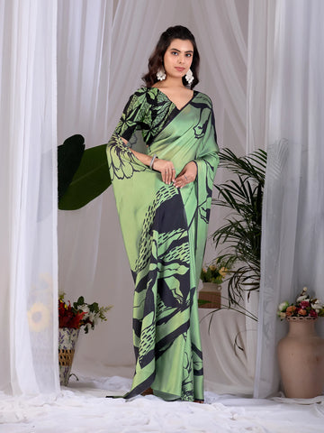 Elegant Digital Printed Saree - Soft Satin Georgette for Women