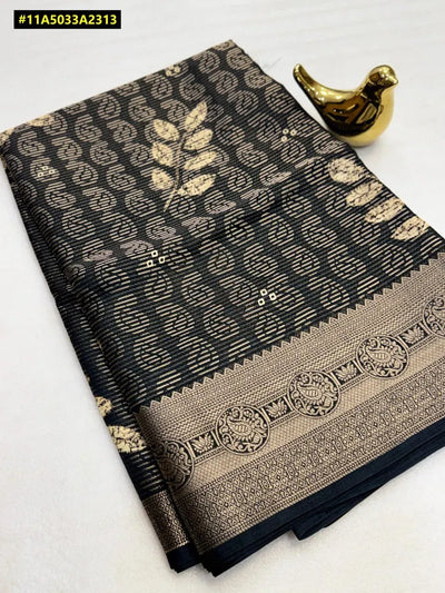 Elegant Dola Saree - Zari Butti Print for Festive Occasions