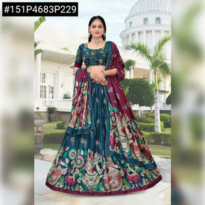 Elegant Dola Silk Digital Print Lehenga - Stitched Festive Wear for Women