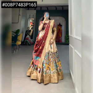 Elegant Dola Silk Kalamkari Lehenga Choli - Flared Design for Festive Wear