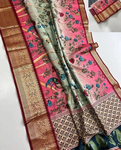 Elegant Dola Silk Kalamkari Saree - Lightweight Festive Wear for Women