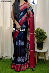 Elegant Dola Silk Saree - Gold Zari Border & Contrast Pallu for Women
