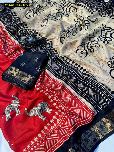 Elegant Dola Silk Saree - Handcrafted Kalamkari Design & Zari Hamsa Borders for Festive Wear