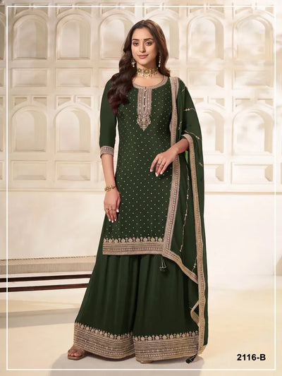 Elegant Dola Silk Suit Set - Heavy Embroidery Festive Wear