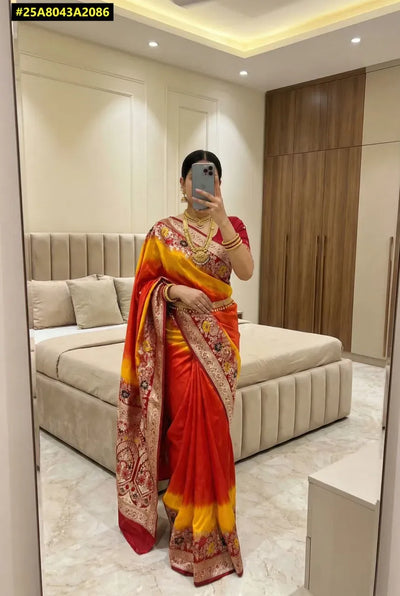 Elegant Dolla Silk Saree - Dual-Tone Meenakari for Festive Wear