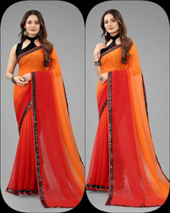 Elegant Dual-Shaded Georgette Saree with Designer Blouse for Festive Prep