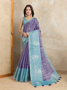 Elegant Dual-Tone Silk Saree - Lightweight Festive Wear