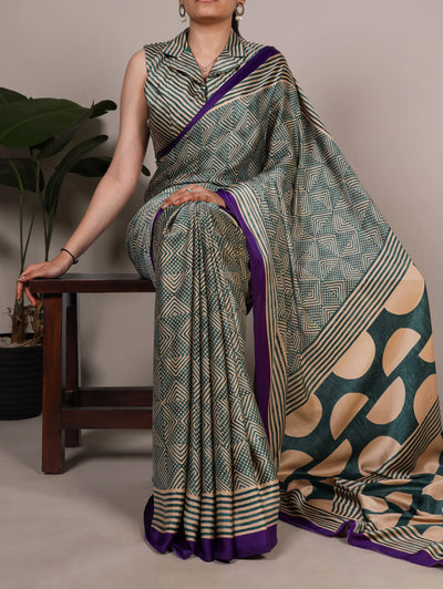 Elegant Dull Satin Saree - Fancy Printed Party Wear for Women