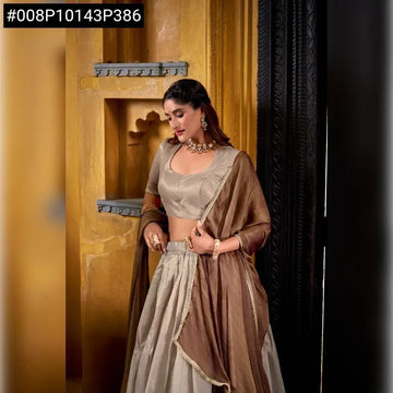 Elegant Dupion Silk Lehenga - Zari Weaving Festive Wear for Women