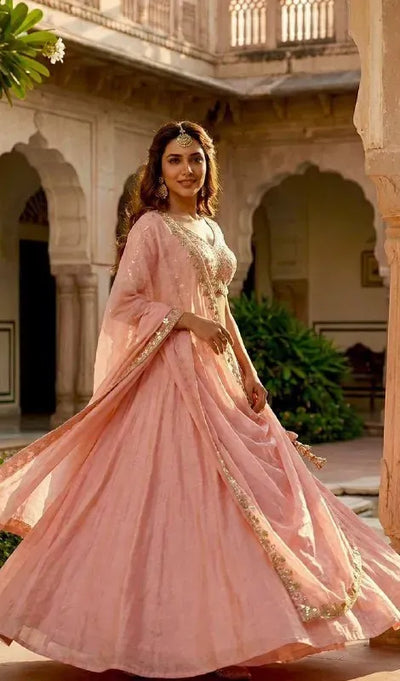 Elegant Dusty Rose Lehenga Set - Massive Flair & Seamless Fit