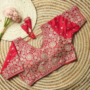 Elegant Elichi Silk Blouse - Padded Multi Work for Weddings