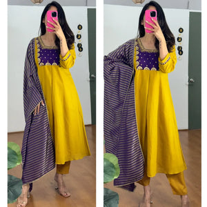 Elegant Embroidered Chanderi Suit - Festive Wear | Sizes S-XXL