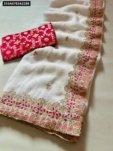 Elegant Embroidered Chiffon Saree for Women | Festive & Party Wear | Buy Ethnic Wear Online