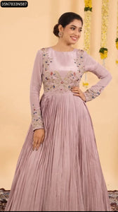 Elegant Embroidered Chinon Gown for Women | Indo-Western Party Wear