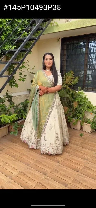 Elegant Embroidered Chinon Lehenga - Fully Stitched Festive Wear