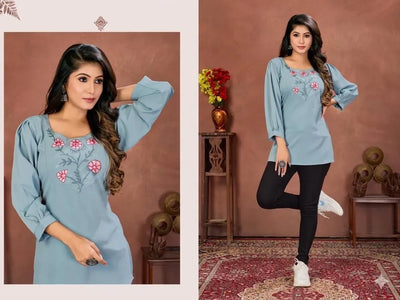 Elegant Embroidered Cotton Top - Stylish & Comfortable for Women