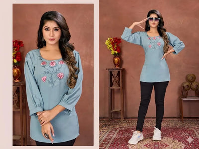 Elegant Embroidered Cotton Top - Stylish & Comfortable for Women