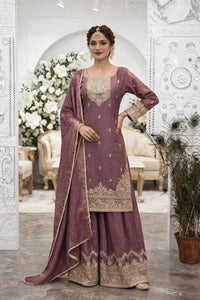 Elegant Embroidered Frendy Silk Top Palazzo Set with Dupatta for Festive Wear
