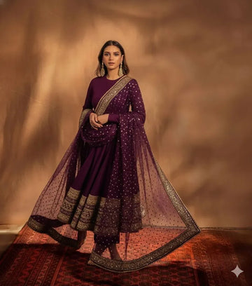 Elegant Embroidered Gown - Heavy Sequence Work for Party Wear