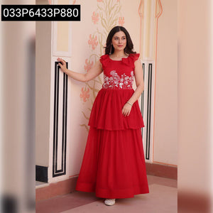 Elegant Embroidered Layered Women's Gown | Party Wear Collection
