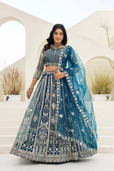 Elegant Embroidered Lehenga - Intricate Sequins for Weddings