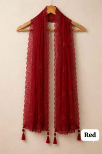 Elegant Embroidered Net Dupatta with Latkans - Festive Wear for Women