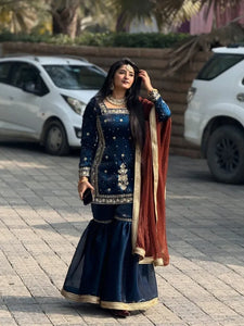 Elegant Embroidered Palazzo Set - Festive Wear for Women