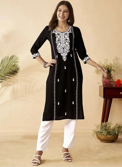 Elegant Embroidered Rayon Kurta Set - Stylish Festive Wear for Women