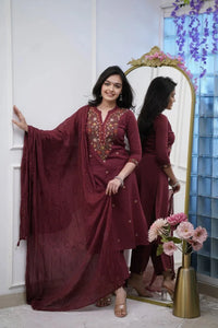 Elegant Embroidered Rayon Kurti Set - Festive Wear with Dupatta | S-XXL