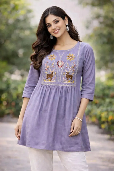 Elegant Embroidered Rayon Top - Comfortable Everyday Style for Women