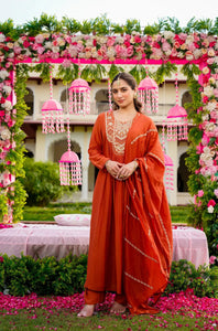 Elegant Embroidered Vichitra Silk Kurti Set for Women