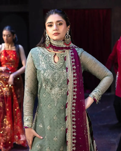 Elegant Fancy Embroidered Kurti Set - Georgette 3-Piece for Women