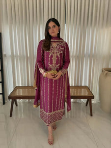 Elegant Fancy Long Suits - Multi-Needle Embroidery for Women's Festive Wear