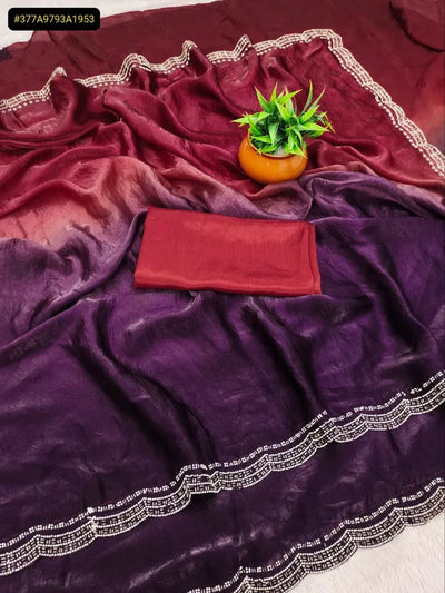 Elegant Fandy Satin Saree - Ombre Jarkhan Work for Festivities