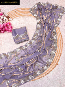 Elegant Fandy Satin Saree - Shimmering Sequence Work for Festive & Party