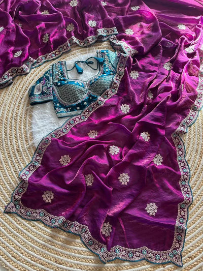 Elegant Fandy Satin Silk Saree with Stitched Blouse for Festive Wear