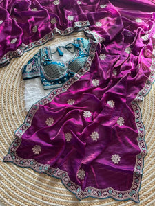 Elegant Fandy Satin Silk Saree with Stitched Blouse for Festive Wear
