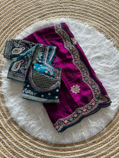 Elegant Fandy Satin Silk Saree with Stitched Blouse for Festive Wear
