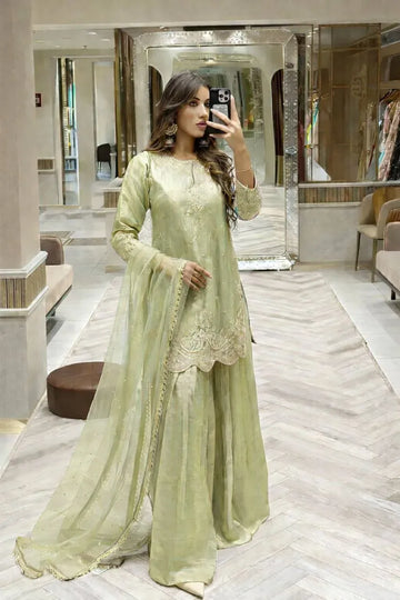 Elegant Fandy Silk Kurti Set - Heavy Embroidery & Daimond Work for Festive Wear