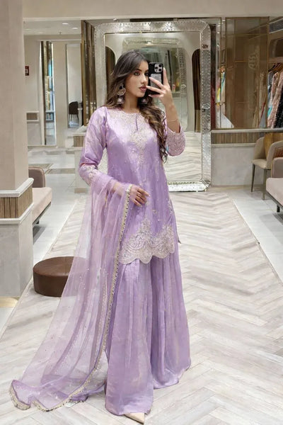 Elegant Fandy Silk Kurti Set - Heavy Embroidery & Daimond Work for Festive Wear