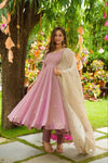 Elegant Faux Georgette Gown - Ready-to-Wear Embroidery Sequence for Festive Events