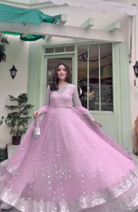 Elegant Faux Georgette Gown Set - Sequin Thread Work for Women | Festive & Party Wear