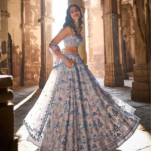 Elegant Faux Georgette Lehenga - Multi-Color Sequins for Wedding & Festive Occasions