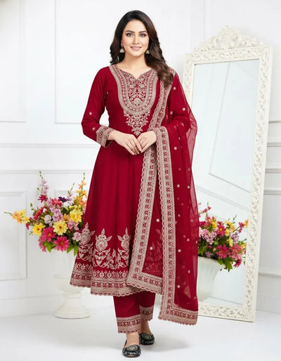 Elegant Faux Georgette Suit Set - Heavy Embroidery & Sequence Work for Festive & Party Wear