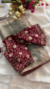 Elegant Fendi Saree - Heavy Silk Sequins Blouse & Pearl Lace for Women