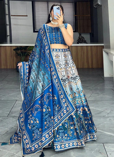 Elegant Fendy Lehenga - Flairy Pleated Design with Beads Belt for Women