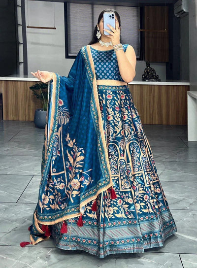 Elegant Fendy Lehenga - Flairy Pleated Design with Beads Belt for Women