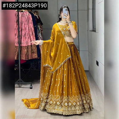 Elegant Fendy Satin Lehenga - Beads & Sequence Work for Women