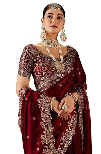 Elegant Fendy Satin Saree with Heavy Cut Work Embroidery - Festive Wear for Women